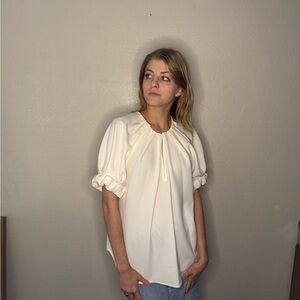 A.L.C. Cream Blouse with Puff Sleeves
